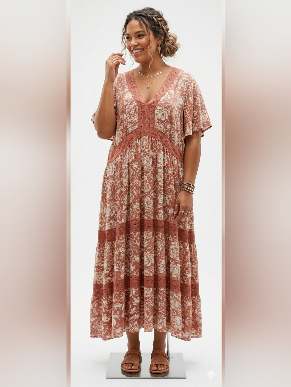 Boho 2XL Cottage Maxi Floral Whimsical Fairy Romantic Hippie Lagenlook Dress New